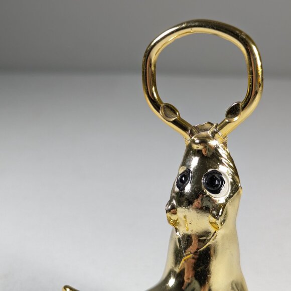 Gold Toned Sea Lion bottle opener and corkscrew, cute cartoon seal bar decor - Picture 2 of 8